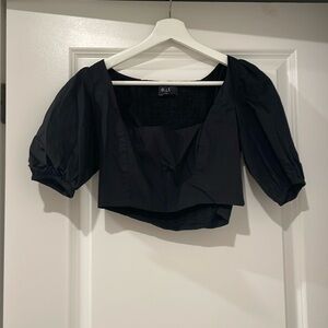 O.p.t black puff sleeve crop top xs